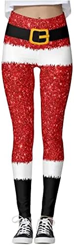 LMSXCT Ženske ružne božićne tamke 3D print kostim xmas nogavi tajice visokog struka Trgovačka kontrola trbuha