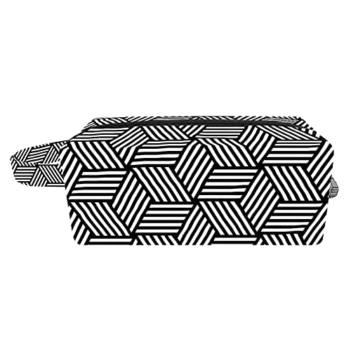 Torba za šminku Travel Kozmetička torba crno-bijela geometrijska uzorka toaletna torba Organizator torbica sa zatvaračem i ručkom