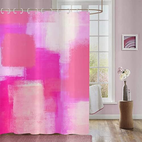 Gcirec Hot Pink tuš zavjesa, akvarel Pink savremeni četkica ulje ulje slikanje apstraktnoj kupaonici vodootporni stroj za tkaninu koja se može prati sa 12 kuka