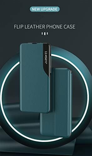 CCSmall Luxury Flip Case za Samsung Galaxy M23, Premium PU Koža Smart Sleep / Wake Up funkcija Smart View prozor poklopac poslovnog telefona za Samsung Galaxy M23 BX plava
