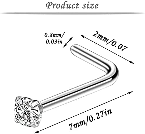 Lariau 1/5 kom. 20g Hirurški od nehrđajućih nos prstena od nehrđajućeg čelika 2mm nos prsten l u obliku