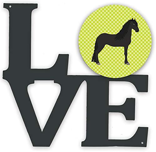 Caroline blaga BB7741WALV frizijski konj zeleni metalni zid Artwork Love,