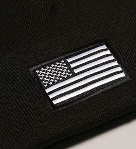 MIRMARU Muška Američka američka zastava vezena presavijena manžetna Lobanja kapa-udobna rastezljiva topla