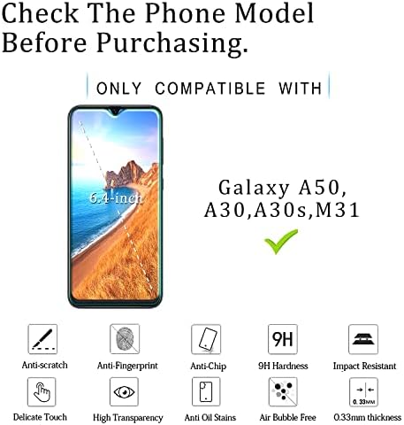 [2-Pack] KATIN za Samsung Galaxy A50, A30, A30s, M31 kaljeno staklo zaštitnik ekrana protiv