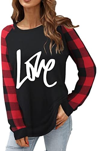 Ženski zaljubljeni dan Heart Love Print dugih rukava za bluza majica Atletski vrhovi za žene dugih
