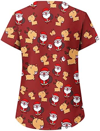 iLUGU modna košulja za žene Sretan Božić štampani kratki rukav V vrat Holiday Fun pattern radni Tshirts paket