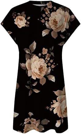 Klizačka haljina za žene ženska ljetna kratka rukava majica štampana haljina Casual prorez plaža Mini