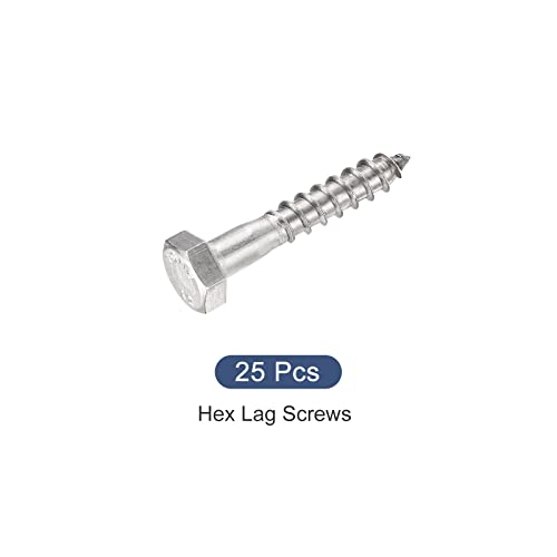 Metallixity HEX LAG vijci 25pcs, 304 vijke od samoreznjenja od nehrđajućeg čelika - za aplikacije za domaćinstvo