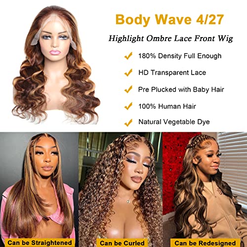 Silaiya Body Wave Highlight Ombre čipkasta prednja perika ljudska kosa prethodno Počupana 13x4