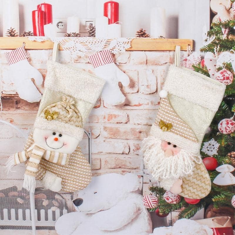 Satmarhz božićne čarape, 1 paket božićnih čarapa personalizirano viseće čarape, božićni likovi 3D plišani pogodan za obiteljski odmor Božićni ukras, 11x18,89 inča