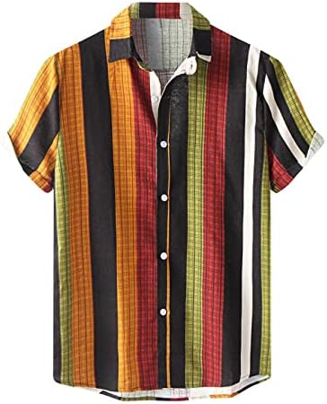 Havajska majica s kratkim rukavima Muškarci Striped Ljetni gumb dolje Down Majica na plaži Hamsy Bluus Loose Tee Tops Plus Size