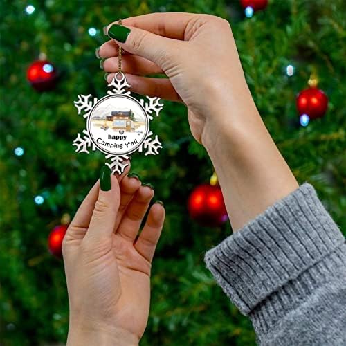 3 inčni Camper Accessories Božić Ornamenti Happy Camping y'all Snowflake Božić ornamenti za djecu Dječaci Djevojčice viseći ukrasi za božićno drvce ukras Božić Party Dekoracije