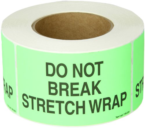 Aviditi Tape Logic 3 x 5, Do Not Break Stretch Wrap fluorescentno zelena naljepnica upozorenja,