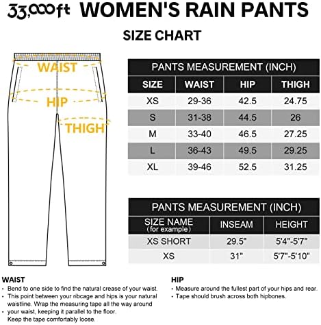 33,000 ft ženske pantalone za kišu, lagana vodootporna Kiša preko pantalona, Vjetrootporne pantalone
