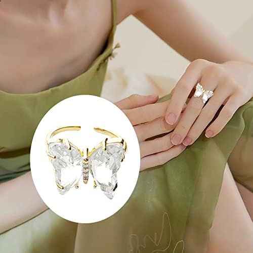 2023 Novi bakarski leptir prsten luksuzni otvor dijamantski prsten kristalno stereo zvona za žene