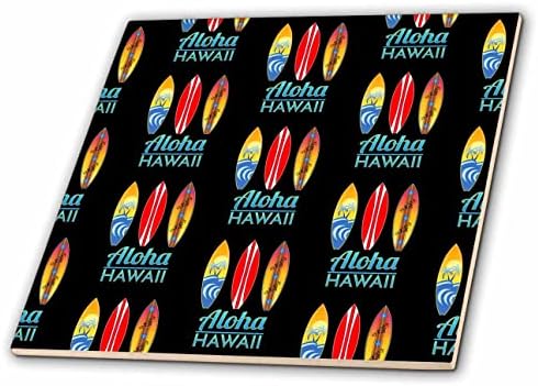 3drose Aloha Hawaii uzorak za surfanje sa retro daskama za surfanje-Tiles