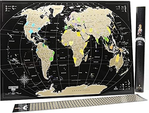 Scratch off karta 16x24 crno zlato detaljne SAD Države Deluxe Tracker Pin Karta Svijeta MyMap putna karta