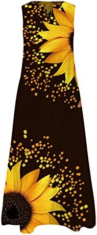 Ženska ljetna haljina 2023 Vintage Cvjetni Print duga Maxi haljina Casual V izrez haljine bez rukava