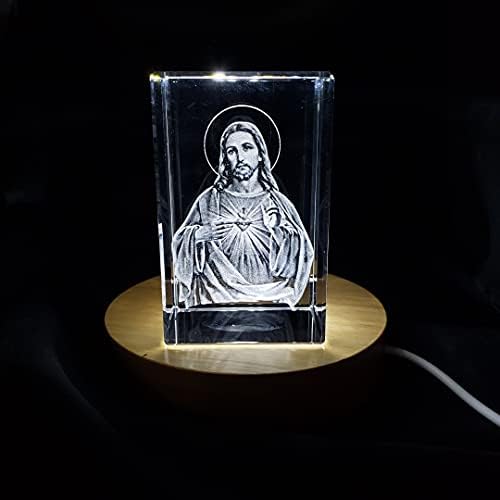 3D Kristal Isus figurinska statua sa LED svjetlom