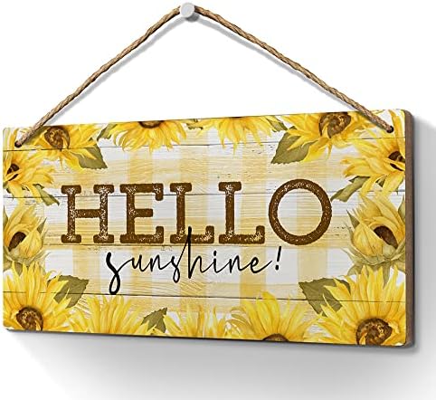 Hello Sunshine suncokretov znak 6x12 inčni sunčani zidni dekor za dnevni boravak kupaonica spavaća soba,