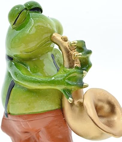 Quemie® Creative Slatka smola zelena žaba Igrajte saksofonske vrtne skulpture, smiješne sakske žabljive