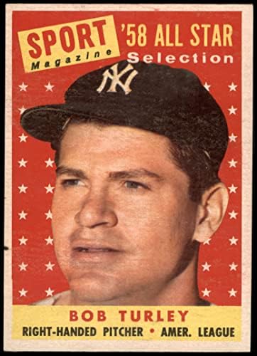 1958 TOPPS 493 All-Star Bob Turley New York Yankees VG / Ex Yankees