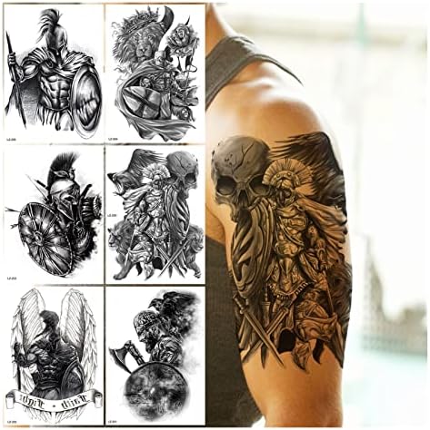 Xiangbinxuan Privremene tetovaže crne lubanje Privremene tetovaže za muškarce Boys Wings Lion Tattoo naljepnice