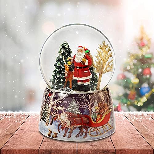 Santa i Reindeer Christmas Snow Globe kompanije San Francisco Music Box Company