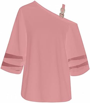 Novelty bluza za žene Jedno rabljene rukave sa čvrstim bojama Majica Šifon Basic Jednostavan trendy Comfy