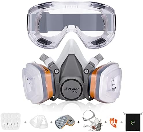 AirGearPro G-500 respiratorna maska za višekratnu upotrebu sa A1p2 filterima i zaštitnim naočarima | maska