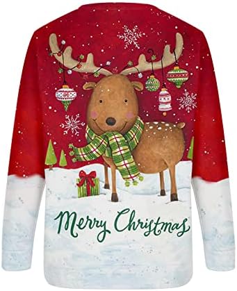 Sretan Božić Duks za žene slatka sob grafički Casual labave duge rukave posada vrat pulover