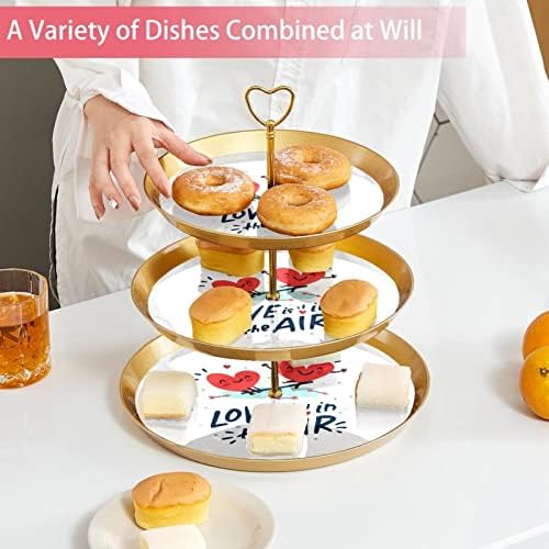 Stalak za torte Set od 3, Dva Sretna srca ljuljajući postolje za prikaz stola za desert Cupcake stalak za vjenčanje Baby Shower proslava