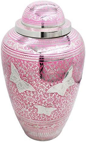 M MEILINXU Pink Butterfly urne, kremacija urne za ljudski pepeo-prikaz kod kuće ili u niši u