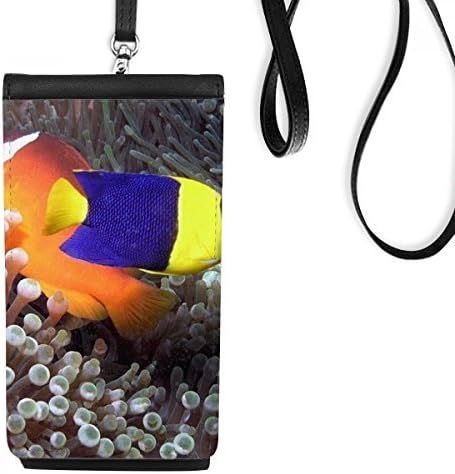 Ocean Anemone Ribe Nature Slika Telefon novčanik torbica Viseća mobilna torbica Crni džep