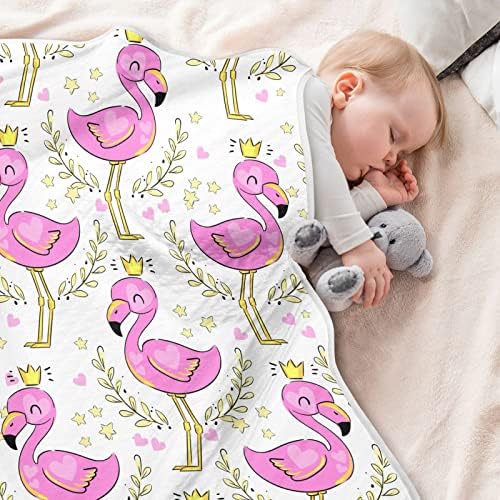 Swaddle pokrivač Cartoon Flamingo Pamuk pokrivač za dojenčad, primanje pokrivača, lagana mekana prekrivačica
