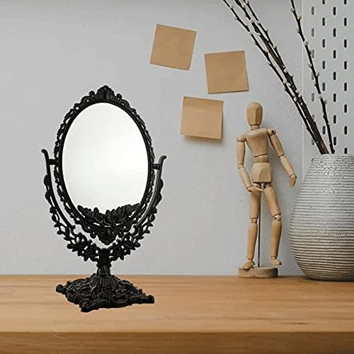 FXLYMR desktop ogledalo za šminkanje ogledalo za ljepotu crno dvostrano stolno ovalno ogledalo
