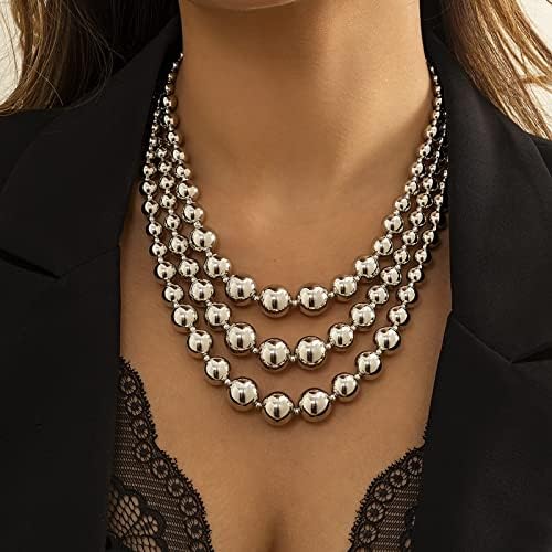 Pretjerani višeslojni geometrijski metalni okrugli okrugli ovratnik perle lično pank set slaganja ogrlica ženska velika ogrlica za velike kutije