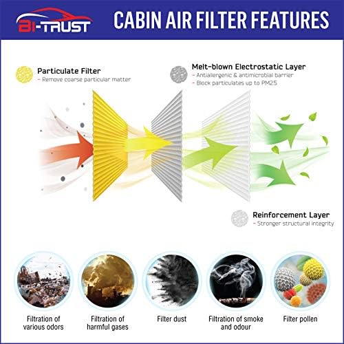 Bi-Trust CF11174 Filter za vazduh kabine, kompatibilan sa Ford Fusion 2010-2012 Lincoln MKZ 2011-2012