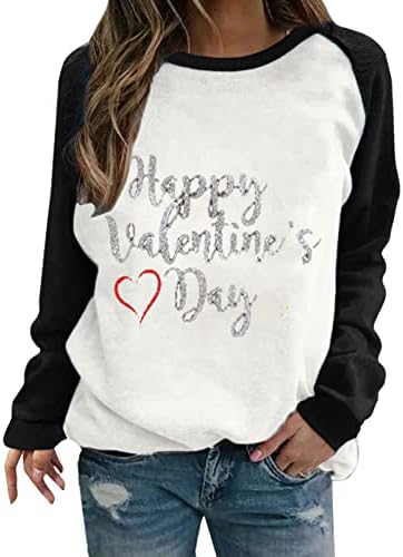 Sretan Dan zaljubljenih ženskih modnih dukseva slatka pulover na srcu Top Crewneck majice dugih