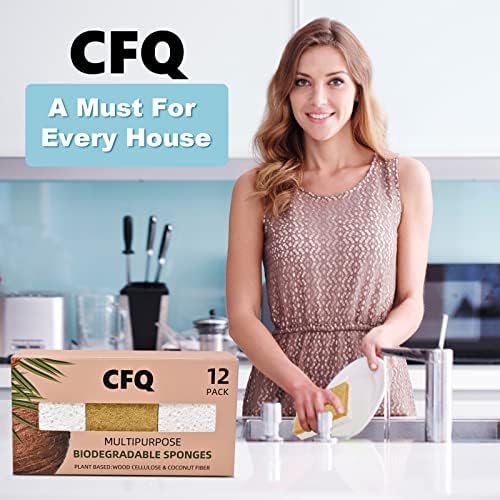 CFQ Prirodna spužva 12pack - Eko su ljubazni protični spužvi za kuhinju - bezgrebne nebiće bez kompostabilnih