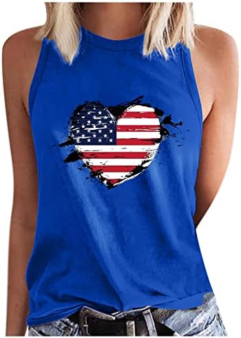 Slatka američka stanka zastava za žene Ljetne mase bez rukava Casual Top Heart Leopard Print Graphic Patriotske