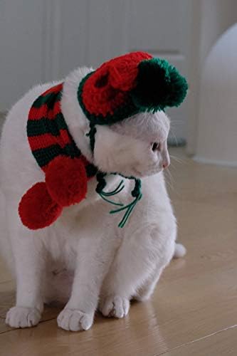 Pawskido CAT božićni kostim, pletene mačke i praznične šal zimske mačke odijelo