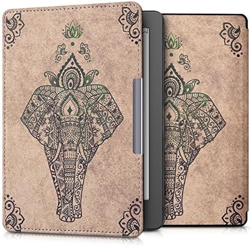 kwmobile futrola kompatibilna sa Kobo Aura izdanje 2 - Case Pu e-reader Cover-Elephant Sketch Green / bež