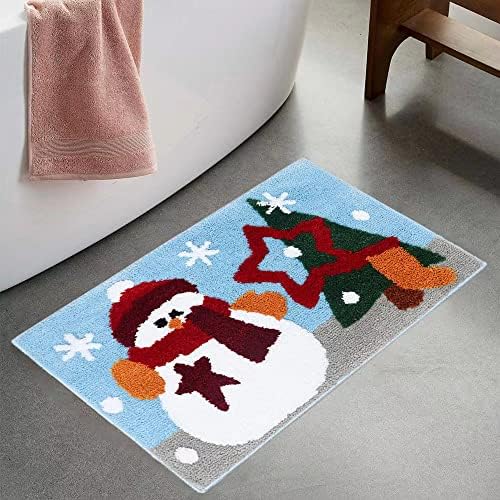 HAIWAOO Božićni tepisi za kupatilo mekani tepisi za kupanje neklizajuće upijajuće slatke prostirke