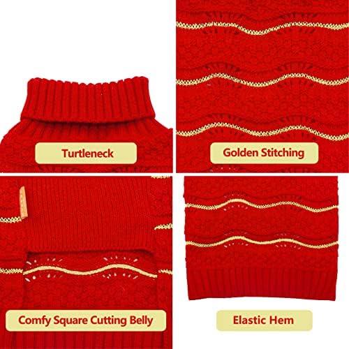 Kyeese 2022 kolekcija džemper sa mahanim uzorkom Zlatni navoj pleteni turtleneck pletenje za pse