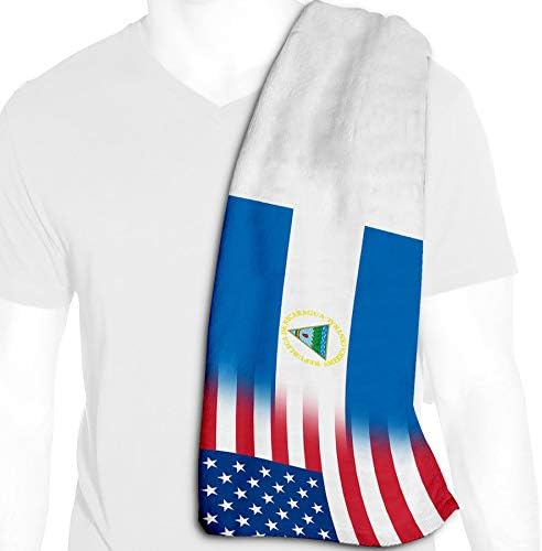 Exprestbest ručnik za hlađenje mikrofibra - 12in x 36in - Zastava Nikaragve - Nikaragva zastava sa SAD-om