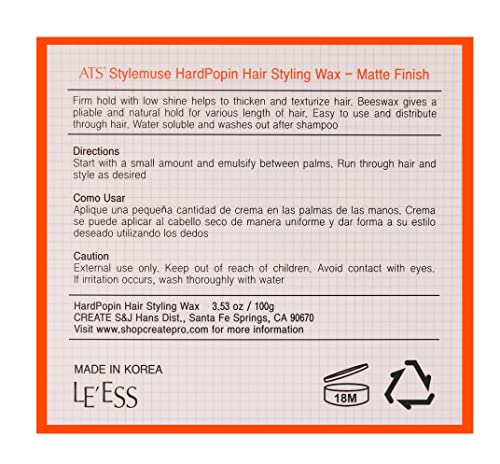 ATS Stylemuse tvrdi Popin vosak za oblikovanje kose-muškarci i žene mat krema za oblikovanje čvrsto drži
