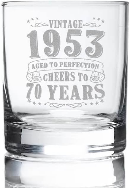 Johnpartners993 70. rođendan do savršenstva - Vintage 1953 ugravirano viski staklo - 1953 70. rođendanski