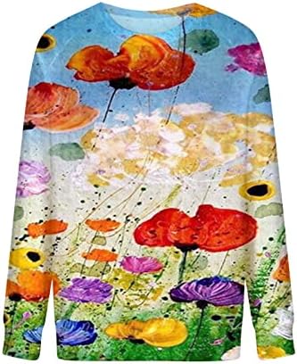 Teen Girls manžetne odjeće s dugim rukavima cvjetni print opušteni odgovarajući odjeća dukserica za posadu Spandex Winter Fall Outfit
