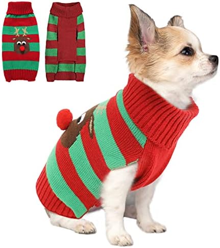 Emust džemper, pleteni božićni kućni ljubimci s pom pom kuglicom topli pas za jeleer mekog psa Božićna